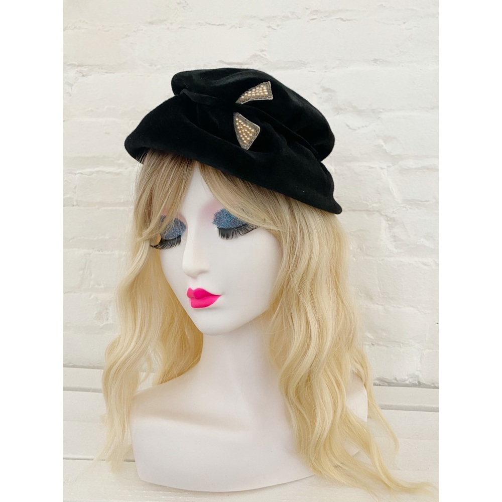 Vintage 1950s Black Wool Hat